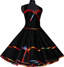 Elegantes schwarzes 50er Tanzkleid zum Petticoat graffitty rot Jugendweihe 34-44