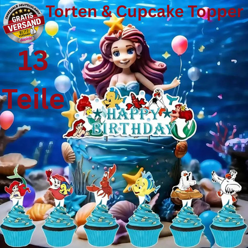 Arielle cupcake torten topper - arielle,