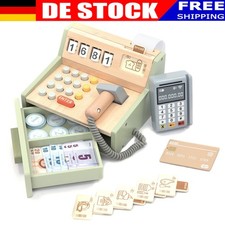 Holz Kasse mit Scanner Kaufladen Spielkasse Lebensmittel Kaufmannsladen Kinder