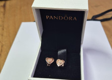 Pandora Herz Ohrstecker Rosevergoldet 14k | Gebraucht Top | Box & Geschenk B