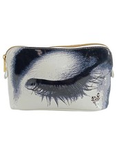 YOUNIQUE Kosmetiktasche Elegant Weiß mit Augen-Print Make-up Tasche Damen