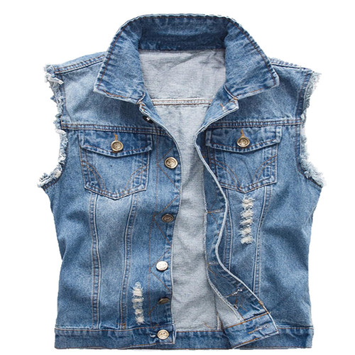 Herren denim westen zerrissen - denim,