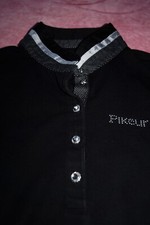 PIKEUR SHIRT MIT STRASSKNÖPFEN EDEL TURNIER-SHIRT SCHWARZ MIT TOLLEN DETAILS S/M
