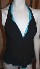 TANKINI VON LASCANA GR: 42, 2-teilig, schwarz, türkise Borte