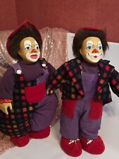 zwei Vintage-Clowns, TATI El Salvador Porzellan Puppe mit handbemaltem Gesicht