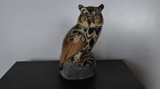 1  TOLLE EULENFIGUR  BÜFFELHORN  8,5 CM HOCH  UNBESCHÄDIGT  SCHÖNE MASERUNG OWL