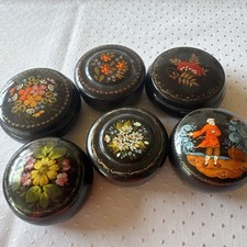 Konvolut: 6 X Schöne Lackmalerei. UdSSR-Lackdosen Handgemalt!, KOSAK, Blumen