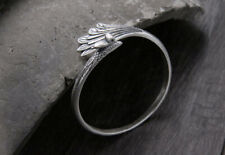 B25 Armreif Phönix Pfau Feder 999 Feinsilber 