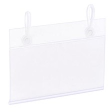 50 x Etikettenhalter mit Aufhängeschnalle 80x55mm Klar Kunststoff für Drahtregal