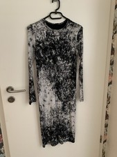 Zara Rippenkleid, langarm - gerippt, Gr. S/ XS, Schwarz +Weiß - Sehr gut