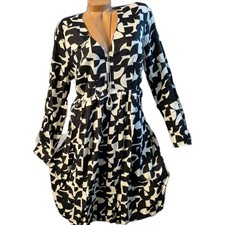 Aniston Kleid Schwarz Weiß gemustert Langarm Damen Gr. 36 bis 44 (7 122) NEU