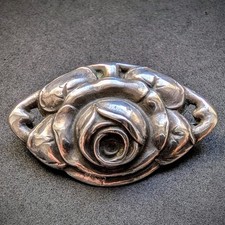 Jugendstil Brosche 800 Silber DKS Dänische Kunstschmiede floral antik c. 1920