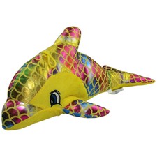 B&G International Gelber Glitzer Delfin, groß Kuscheltier 38cm Gebraucht Del