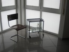 Art Deco Bauhaus Barwagen, Beistelltisch, Servierwagen, Chrom Glas