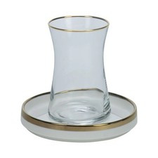 Bricard Teeglas Set mit Untersetzer aus Keramik Sens 12-tlg. gold