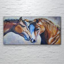 Glasbilder Wandbild Druck auf Glas 120x60 Foto Wandbild Tiere Malen Zwei Pferde
