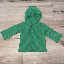 Baby Strickjacke Handmade Selbst Gestrickt Unikat Grün Eisenbahn 62 68
