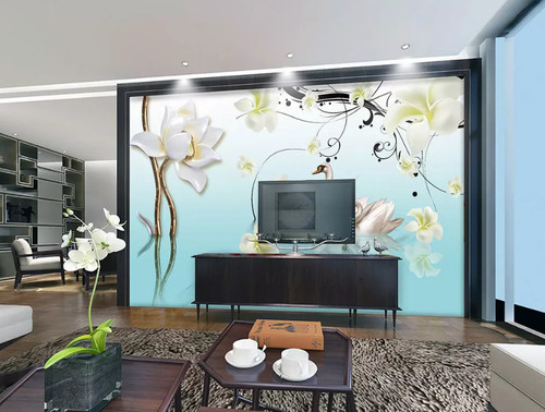 Weiße blumen schwäne - 3d,