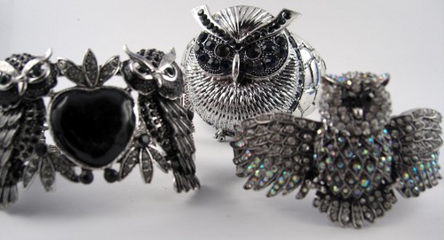 Grosser strass eule armreif - ,