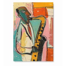 Jazz Saxophonist Leinwandbild Wandbild Kunstwerk Gemälde Saxophone Spieler