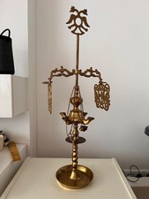 Antike spanische byzantinische Öllämpe Bronze goldfarbenes Messing