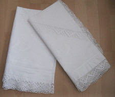 2x prächtiger alter Paradekissen Bezug vermutlich neu Spitzenborte Rüsche