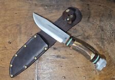 Hubertus Solingen Sondermodell Jagdmesser Outdoor Messer Hirschhorn Leder Neu