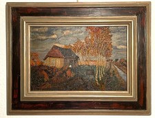 Worpsweder Landschaft, Gemälde Öl/Leinwand, signiert nicht aufgelöst, Rahmen