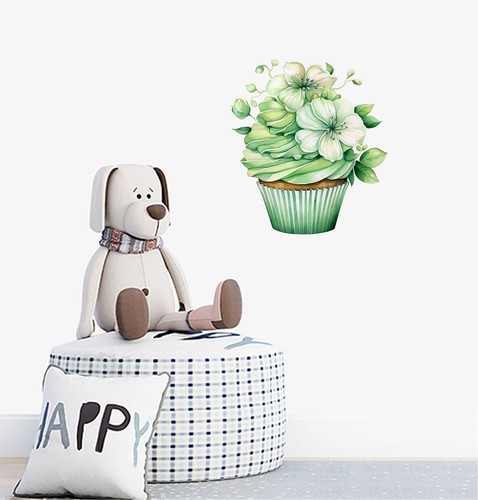 Blumen cup cake wandbild - blumen,