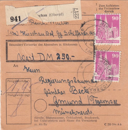 Bizone paketkarte 1948 - bizone,