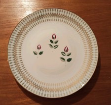 Vintage Servierteller Blumendekor mit Goldrand, 28,5 cm