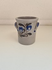 Kleine rustikale Blumenvase Blumentopf Senftopf Tischdekoration Landhaus blau