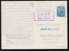 Landpost-Stempel Leina über GOTHA 3.3.59 auf AK Adrian Ludwig Richter: Mainelust