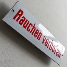 RAUCHEN VERBOTEN Antikes Emailschild um 1950 Fett emailliert Tankstelle MAKELLOS