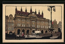 Steindruck-AK Rostock, Rathaus