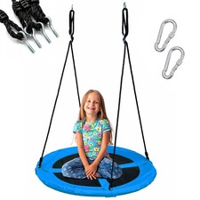 Schaukel Tellerschaukel Garten Schaukel Blau Ø 100 cm Outdoor Kinderschaukel