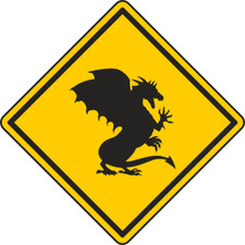 Aufkleber Achtung Drache 8 x 8