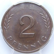 Münze BRD 2 Pfennig 1969 J (Nicht magnetisch) in Vorzüglich PCGS AU58