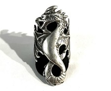 925/- Silberring, Bandring, Drache, Muster, 45 mm breit, Gr. 60, Sterlingsilber