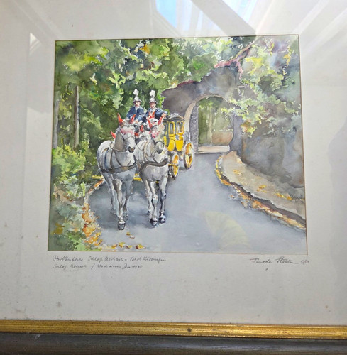 Gerahmtes aquarell postkutsche - aquarell,