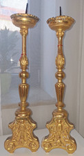 2 alte Altarleuchter, 50 cm, Holz vergoldet, TOP 79K