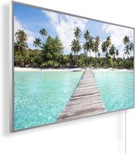 Infrarot Könighaus, 800 Watt Bildheizg Rahmen weiß "Steg Thailand" incl. Thermos