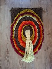 Handgeknüpfter Wandteppich 70er Jahre – Retro Design - Wanddeko