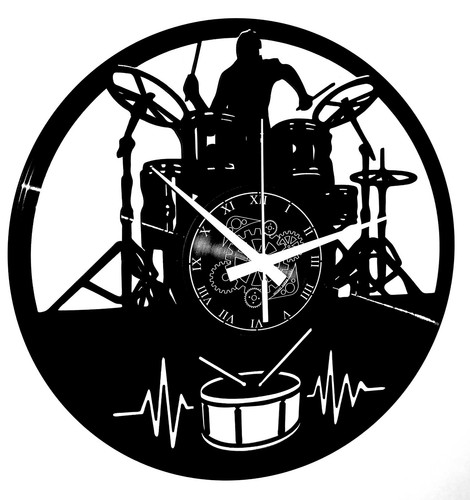 Vinyl wanduhr gitarre batterie - wanduhr,