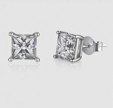 Moissanite Princess cut stud