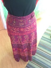 Vintage - farbenfroher langer Wickelrock Größe für Körperlänge 165-175