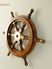 Steuerrad Schiffssteuerrad aus Hartholz und Messing, Ø 46cm, Deko, Neu, TOP