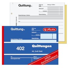 1-8 Stk. herlitz Quittungsblock 402 -  Quittung selbstdurchschreibend -  2x40 Bl