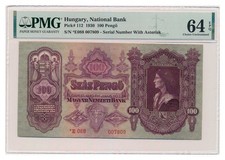 UNGARN Banknote 100 Pengo 1930 Szalasi Ausgabe PMG MS 64 EPQ Wahl Stempelglanz