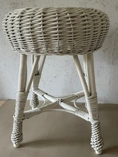 Hocker Korbstuhl Rattan Geflecht weiß  stabil TOP